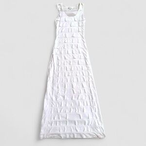 Max Studio White Sleeveless Tiered Ruffle Maxi Dress | XS